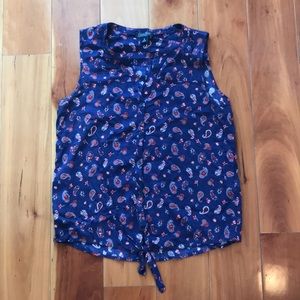 Lucky Brand Paisley tie blouse